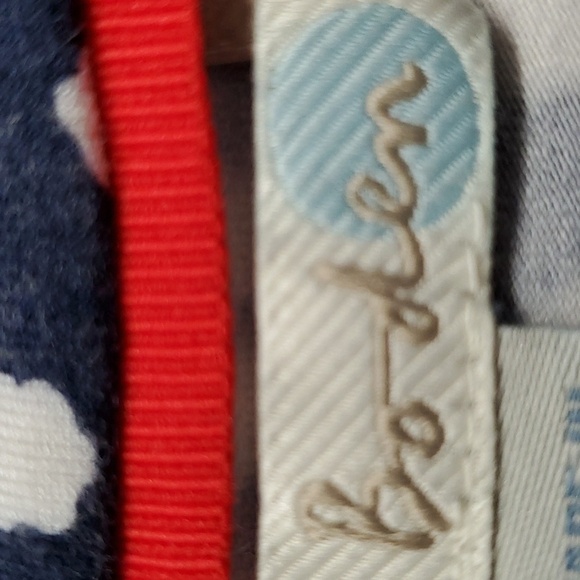 BODEN, navy blue dress with white geometric design. Size 6. Waist band. Short sl - Picture 7 of 10